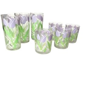 Vintage Stotter Tumbler Set Made In Usa Tulips